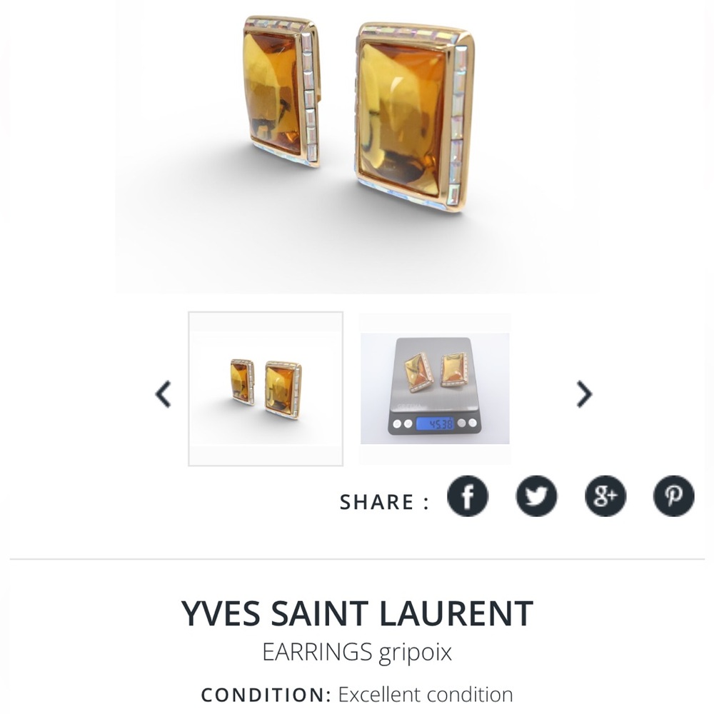 Yves Saint Laurent Cabochon Rectangular Earrings - image 4